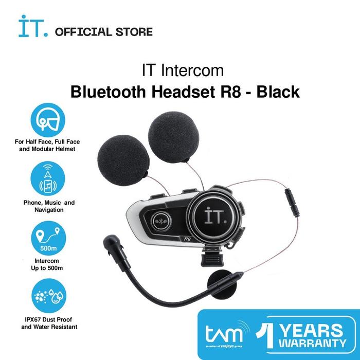 Gambar IT Intercom Bluetooth Headset R8 - Black dari Candi Motor Kab. Banyumas Tokopedia