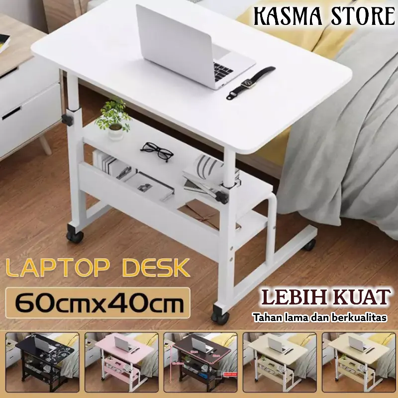 Meja Laptop Portable Kasur Samping Tempat Tidur Meja Roda Serbaguna