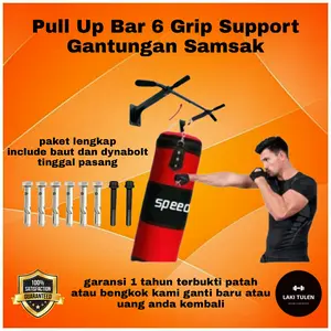 Pull Up Bar 6 Grip + Gantungan Samsak