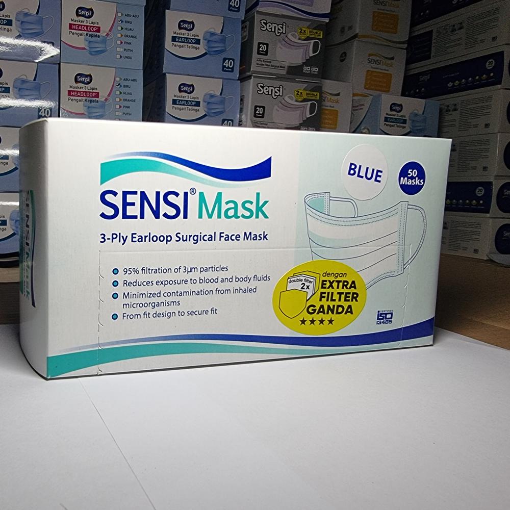 Masker Sensi Earloop 3ply isi 50/Surgical Face Mask/Masker Earloop - Hijau