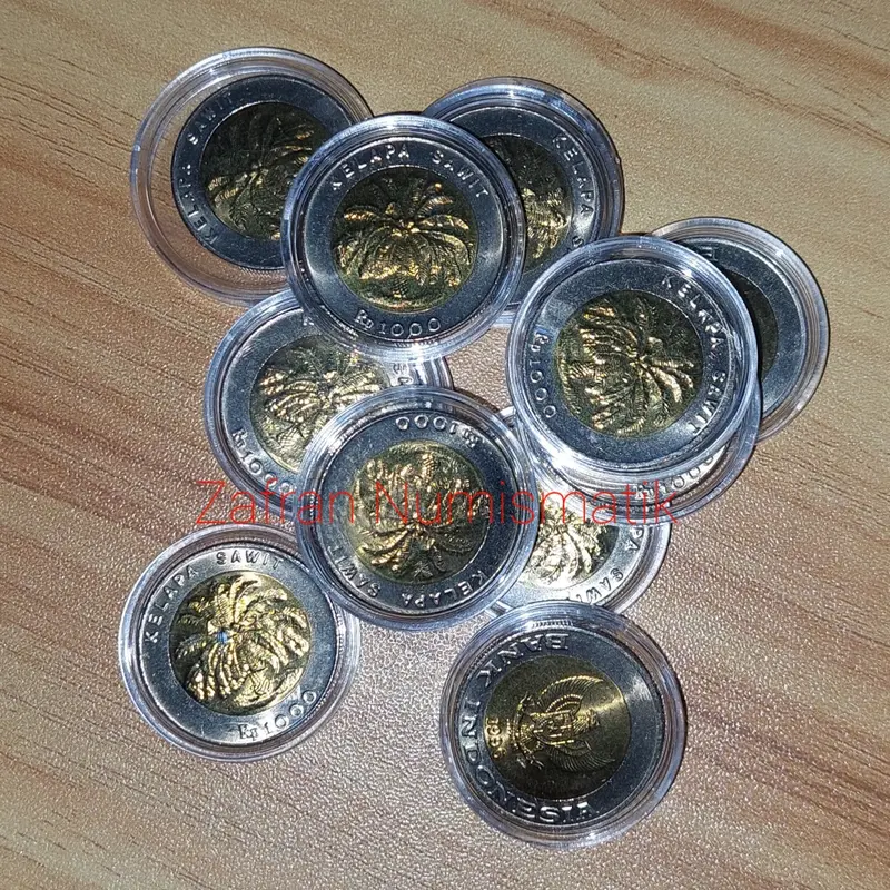 Koleksi Unik Kuno Langka Koin Bimetal Rp 1000 Kelapa Sawit Luster Kinclong 0