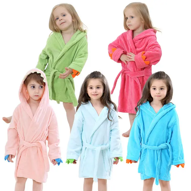 Bathrobe Jubah Handuk kimono anak bayi mandi renang dinosaurus 2T-6T