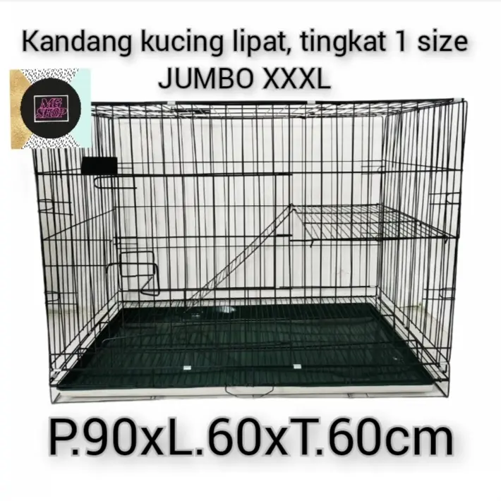 Kandang kucing jumbo tingkat 1 ukuran P90xL60xT60cm harga murah