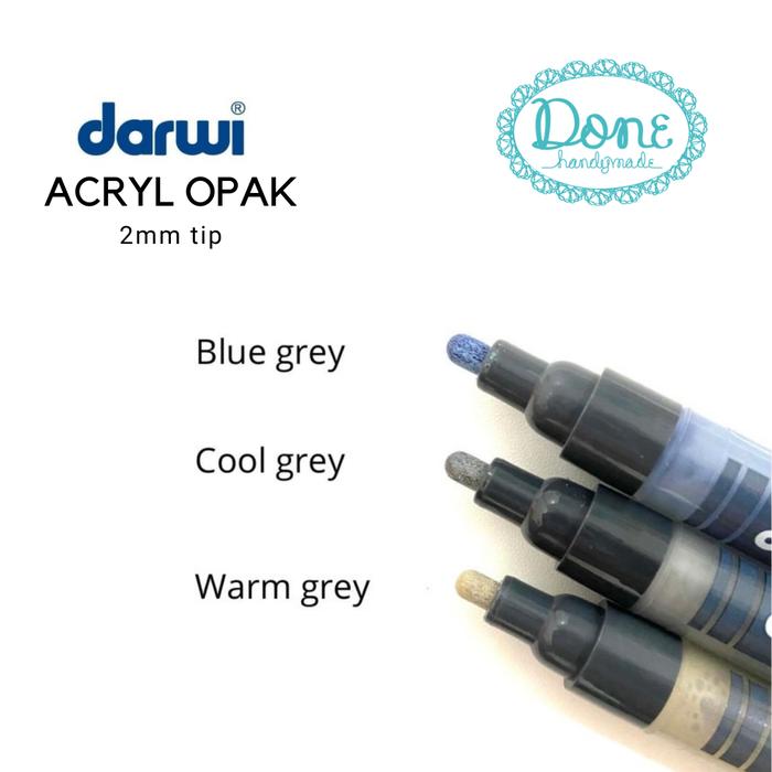 Gambar darwi marquer ACRYL opak acrylic pen cold ceramic paint keramik 4 - warm grey dari Done Handymade Kota Administrasi Jakarta Barat Tokopedia