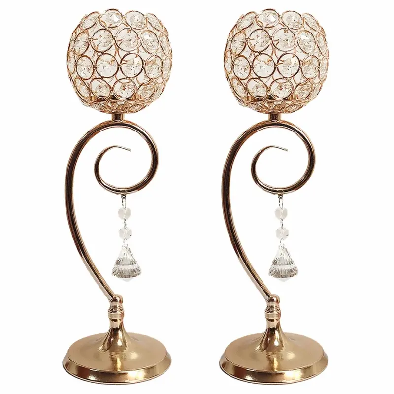 Candle Holder Kristal Liontin Lampu Tempat Lilin Retro Set Dekorasi Meja Makan 0