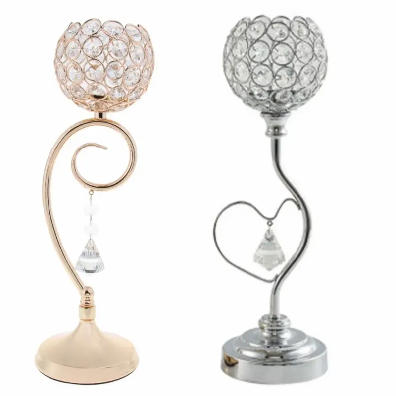 Crystal Liontin Lampu Tempat Lilin Retro Set Dekorasi Meja Makan 2