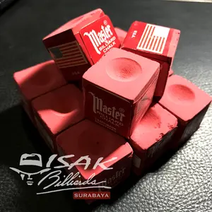Master Chalk Taiwan - MERAH - 12 pc Kapur Biliar Billiard Cuk Bilyard