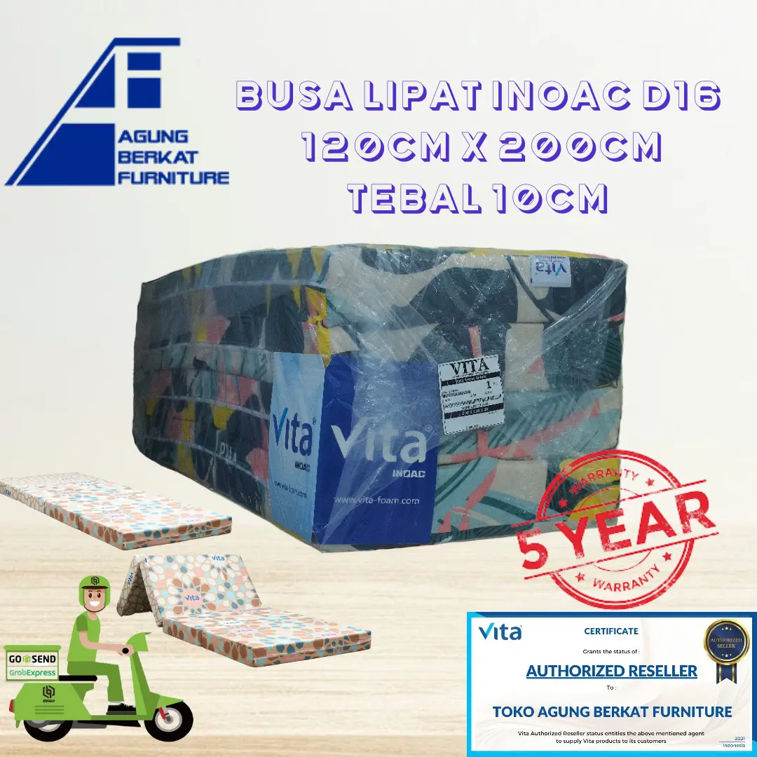 Kasur Busa Lipat INOAC D16 120cm x 200cm x 10cm ASLI Garansi 5 tahun