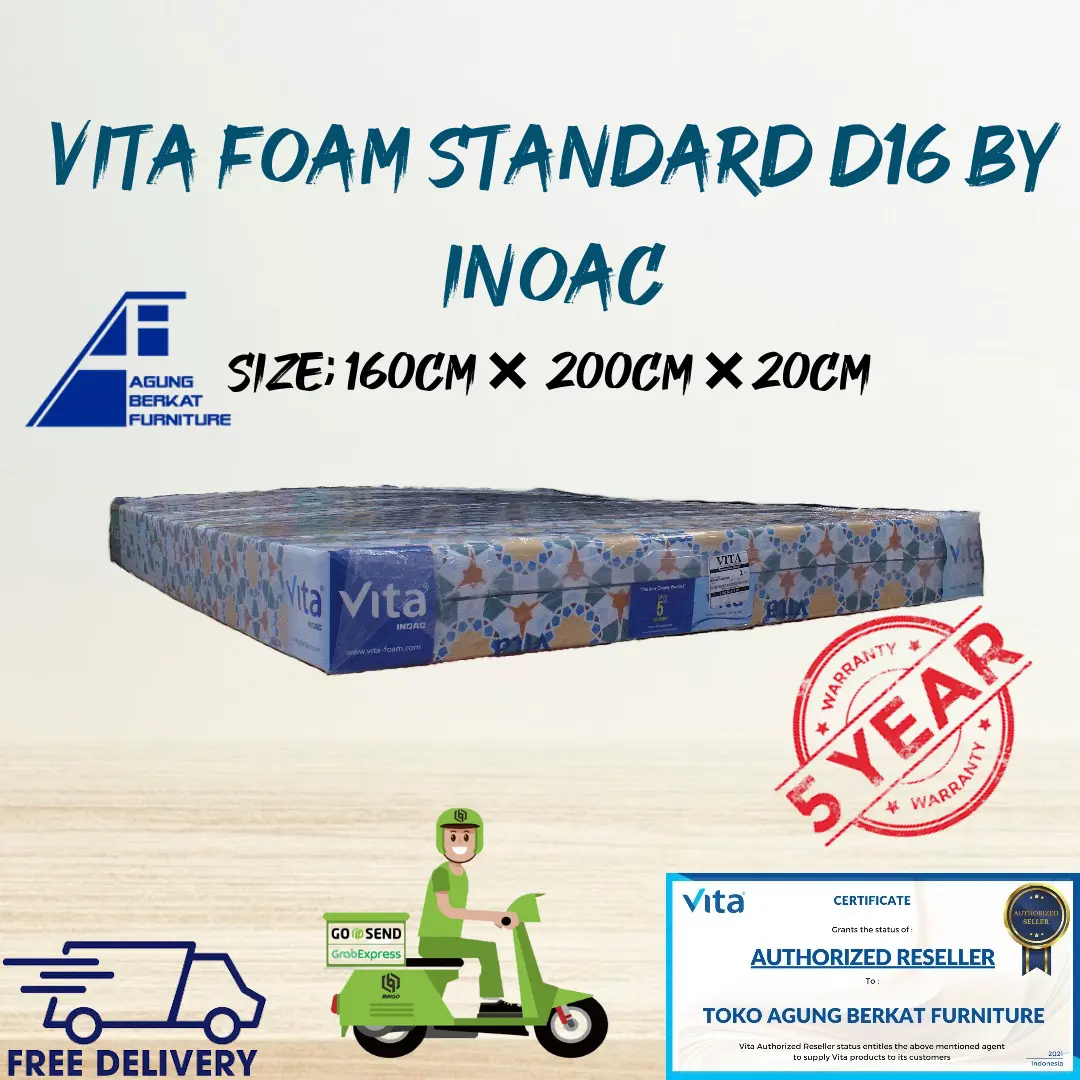 KASUR BUSA INOAC D16 160 × 200 × 20 GARANSI 10THN ORIGINAL TERMURAH