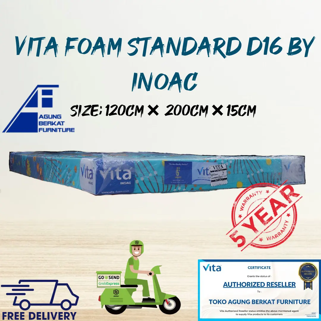 KASUR BUSA INOAC D16 120 × 200 × 15 GARANSI 10THN ORIGINAL TERMURAH
