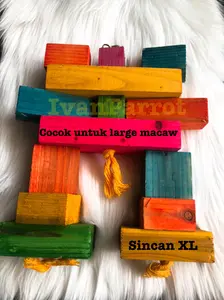 MAINAN GIGIT BURUNG MACAW SIZE XL SINCAN BALOK WARNA WARNI