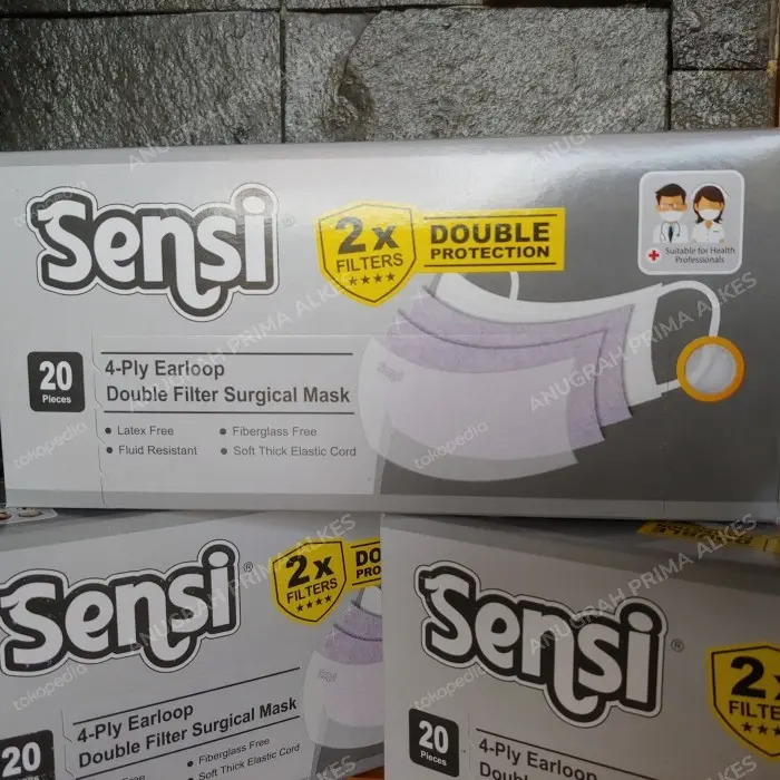 Sensi 4ply Double Filter Surgical Mask - Masker Sensi 4 Ply Earloop