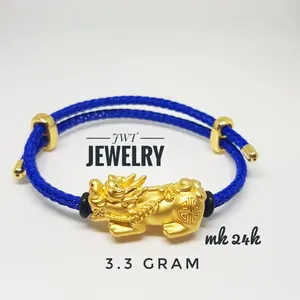 GELANG EMAS TALI KULIT PIXIU 24K HK 999