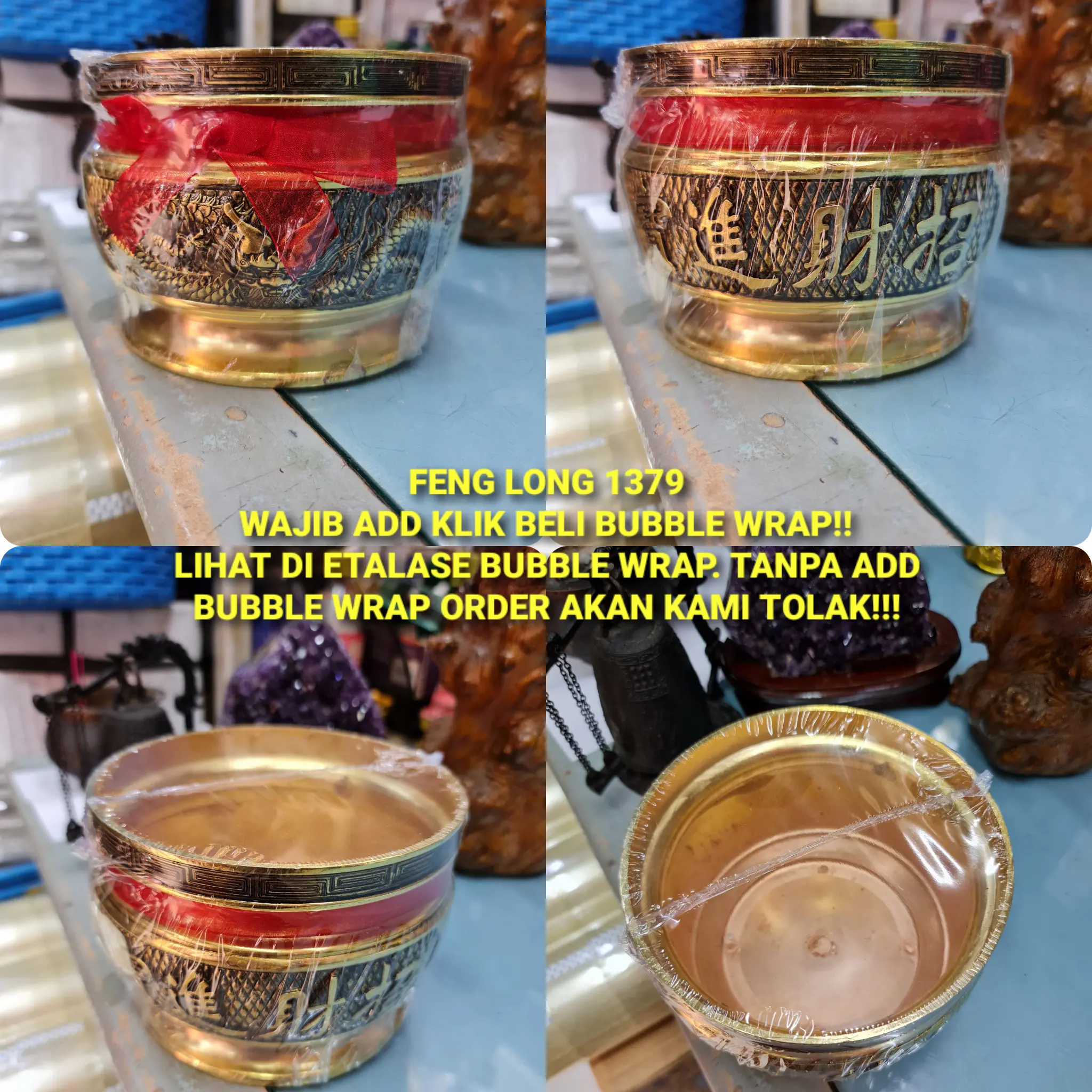 Hiolo | Tempat Dupa Kuningan China Naga Zhao Cai Jin Bao JYMT 6"