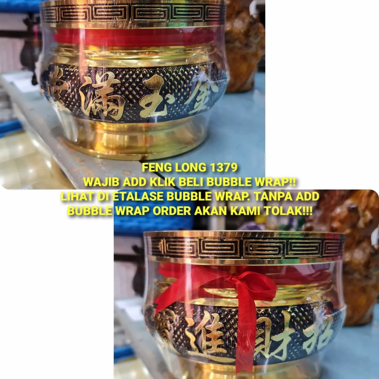 Hiolo / Tempat Dupa Kuningan China Zhao Cai Jin Bao Jin Yu Man Tang 7"