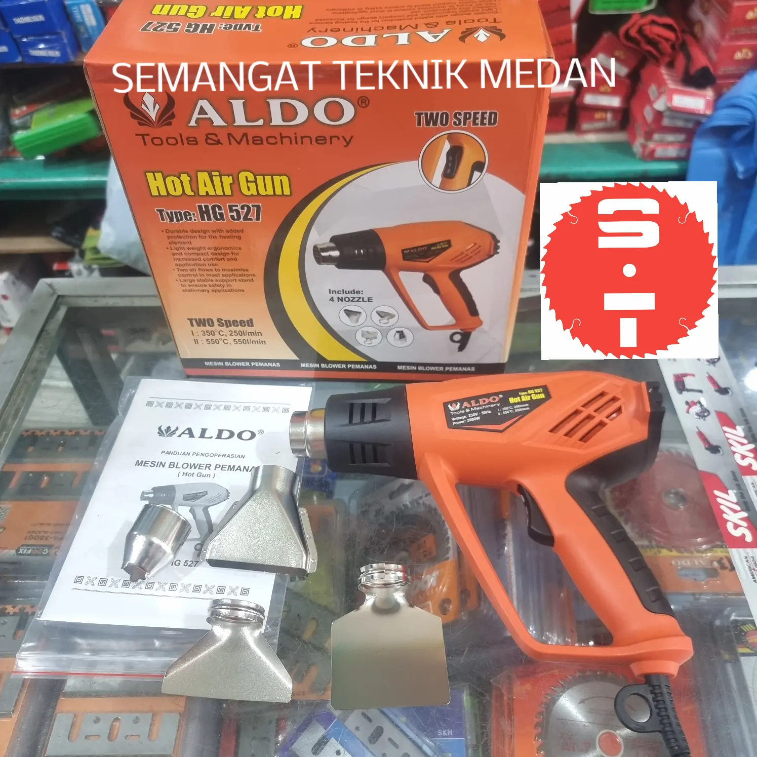 HG-527 ALAT HEAT GUN HOT AIR GUN PEMANAS ANGIN PLASTIK SET ALDO HG527
