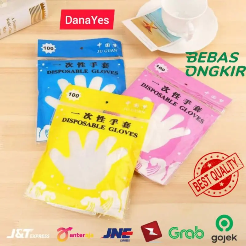 Sarung Tangan Plastik isi 100 pcs Disposable Plastic Gloves.