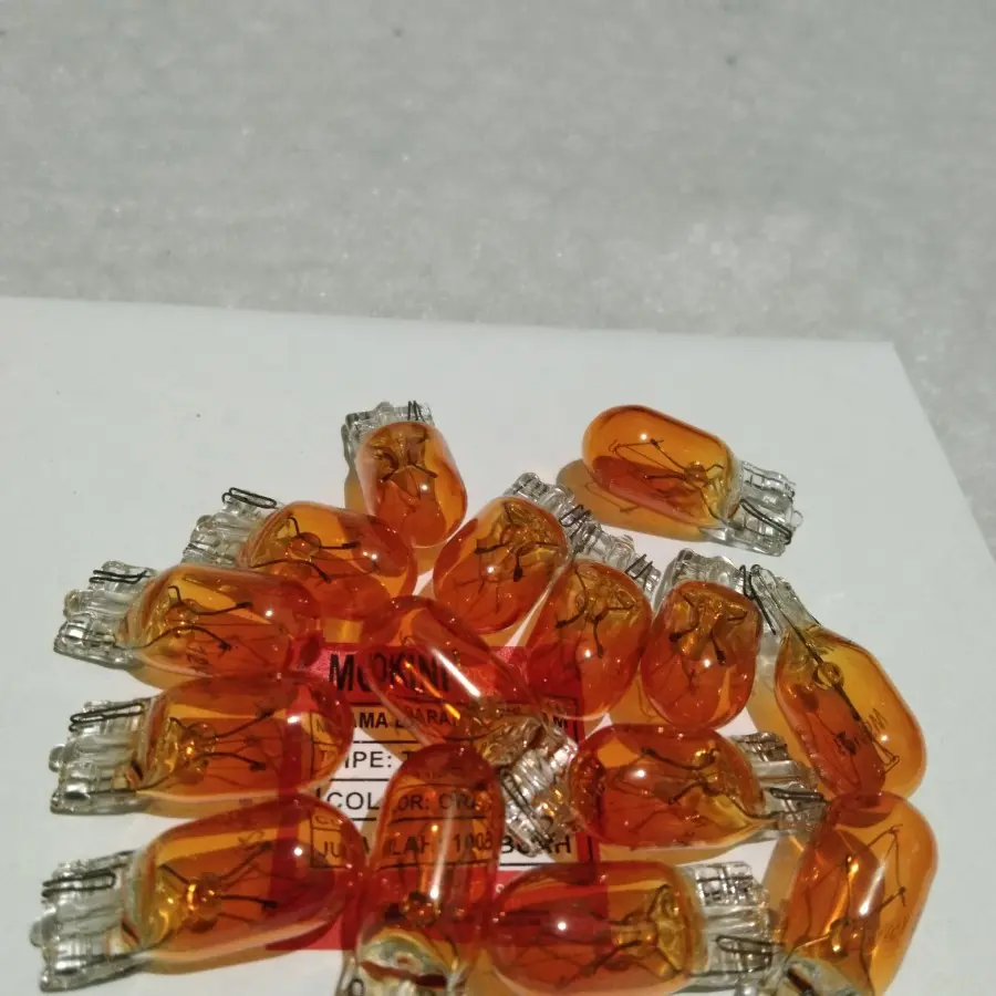Bohlam senja/bohlam colok t10 warna orange 12V 5watt (MOKINI)