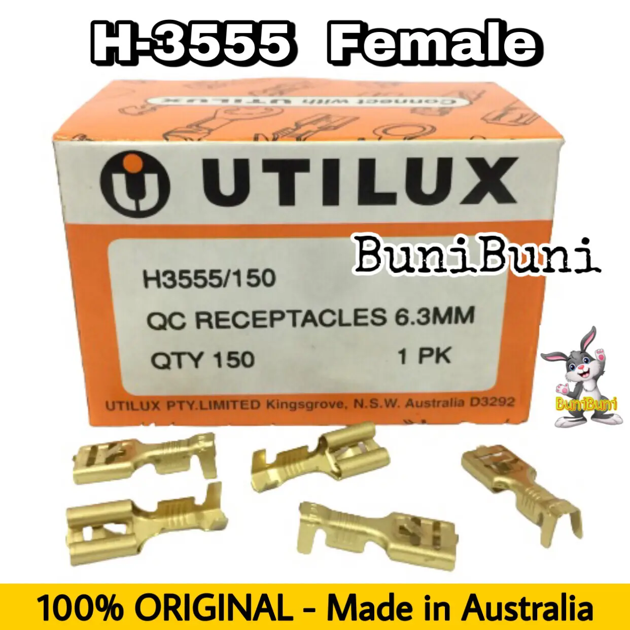 TERMINAL UTILUX FEMALE H3555 (BOX ISI 150 PCS) / SKUN UTILUX GEPENG CEWEK / Perempuan H-3555 Original