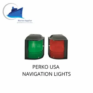 Perko USA Lampu Navigasi Kapal Figs Series Starboard Green & Port Red 109-G00-BLK 109-R00-BLK Polymer untuk Vessel 20 Meter Visibilitas 2 Mile