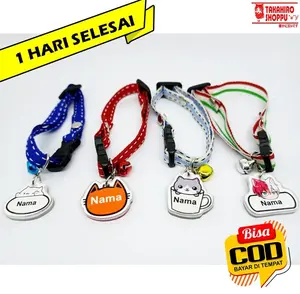 Kalung Kucing MOTIF STRIP Custom Nama Logo (Cat Tag)