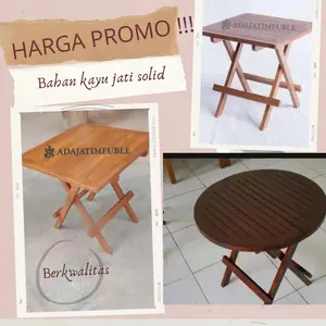 ADAJATIMEUBLE Meja Piknik Jati Kayu Perhutani Legal Wood Ukuran 50cm Model Bagus Kontruksi Kuat Bisa Ditaruh di Taman Kolam atau teras