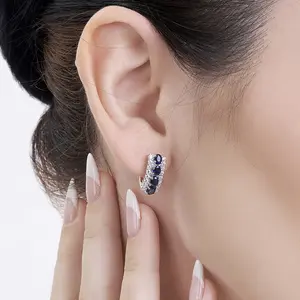 Finesse Earring - Anting Gemstone Natural Sapphire Perak 925 Rhodium