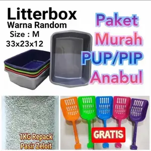 1set Tempat Pup Kucing Bak + 1kg Pasir & sekup paket Murah