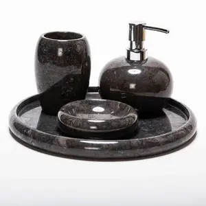 bathroom accessories set black marble