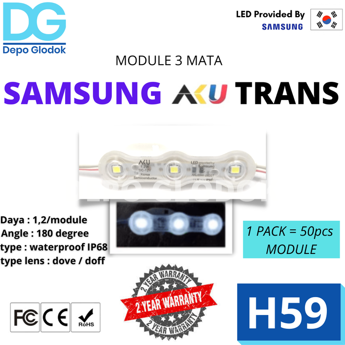Gambar LED MODULE 3 MATA TRANSPARAN WHITE dari Depo Glodok Kota Administrasi Jakarta Selatan Tokopedia