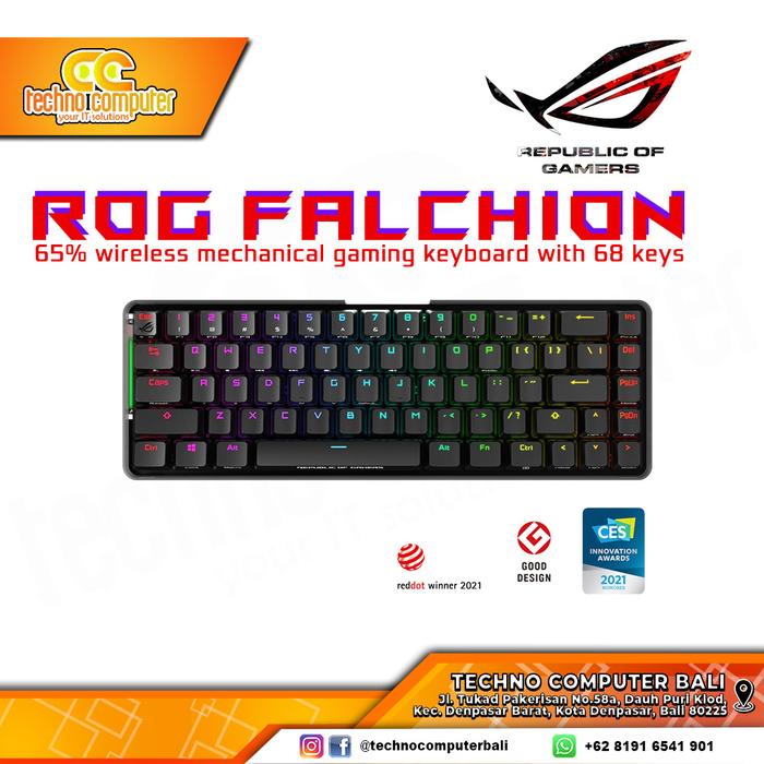 Gambar ASUS ROG Falchion 65% Wireless Mechanical Gaming Keyboard dari Techno Computer Bali Kota Denpasar Tokopedia