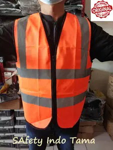 Rompi Safety Polyester Tebal dan Zipper Resleting Orange Hijau