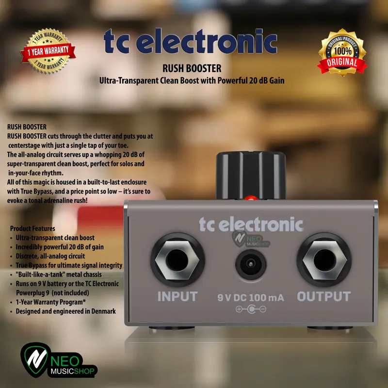 TC Electronic RUSH BOOSTER Transparent Clean Boost with 20dB Gain 2