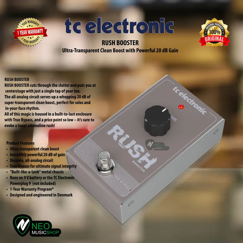 TC Electronic RUSH BOOSTER Transparent Clean Boost with 20dB Gain 3