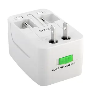 All in 1 Colokan Universal Travel Adapter EU UK US Plug 2 USB Charger