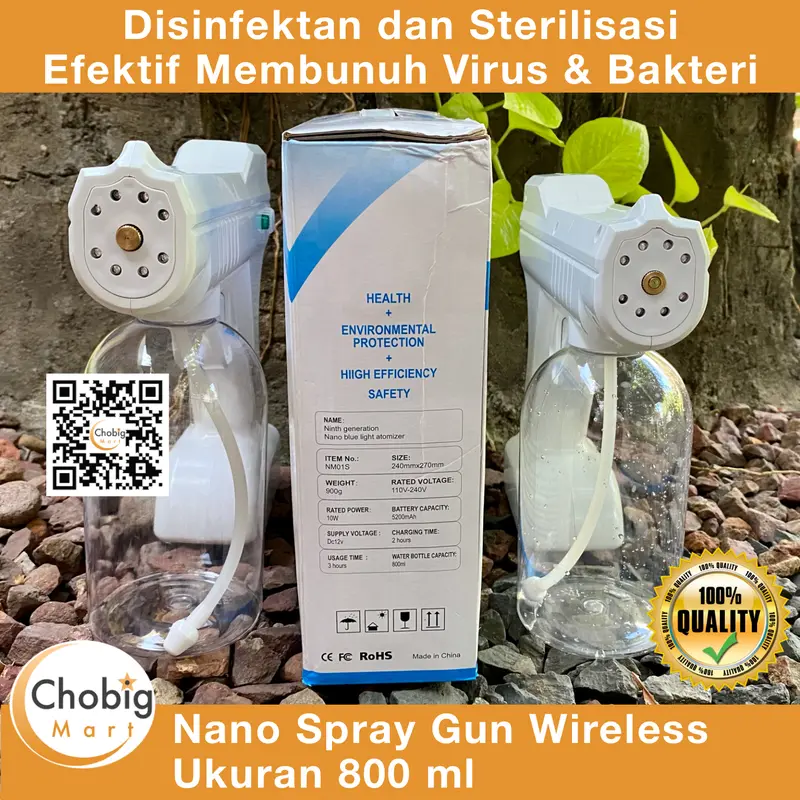 Fogging Nano Spray Gun Atom Disinfectant Wireless 800 ml UV Light 4