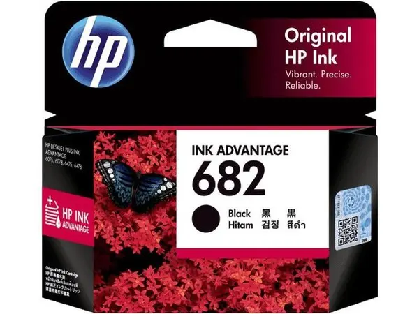 HP Tinta Printer Original 682 Black Ink Advantage Cartridge (3YM77AA) 1