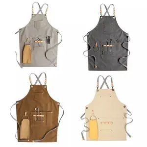 CANVAS LEATHER APRON CELEMEK KANVAS BARISTA WAITER BARBERSHOP UNISEX