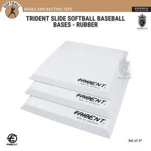 Trident Slide Softball Baseball Bases - Rubber (Set of 3)