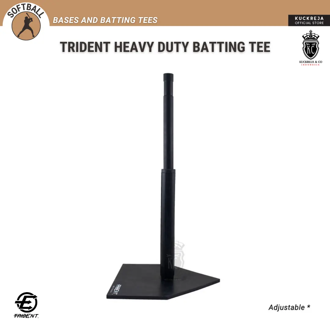 Trident Heavy Duty Batting Tee Alat Latihan Baseball Softball dengan Dasar Karet Berat dan Plat Baja Adjustable 60-90cm Tahan Cuaca - Ball