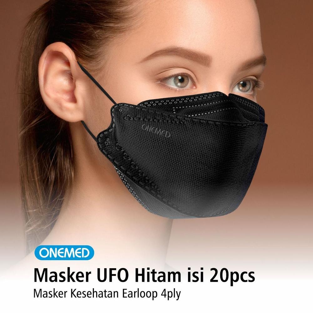 Masker KF94 Korea Onemed Masker Medis UFO Hitam 4ply model pokana