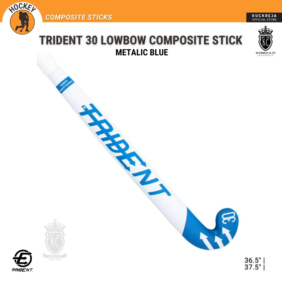 Trident 30 Lowbow Composite Sticks - Metalic Blue - Stick Hockey Lapangan (Outdoor) Bahan Komposit Berkualitas Tinggi untuk Pemain Diatas 150cm