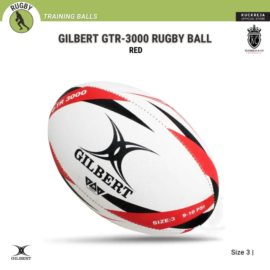 Gilbert GTR-3000 Bola Rugby Ukuran 3 untuk Mini Rugby dengan Teknologi Tri-Grip dan Hydratec