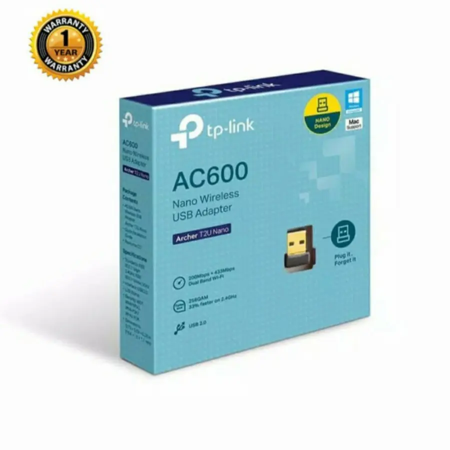 TP-LINK AC600 600Mbps NANO USB WIFI RECEIVER ADAPTER ARCHER T2U
