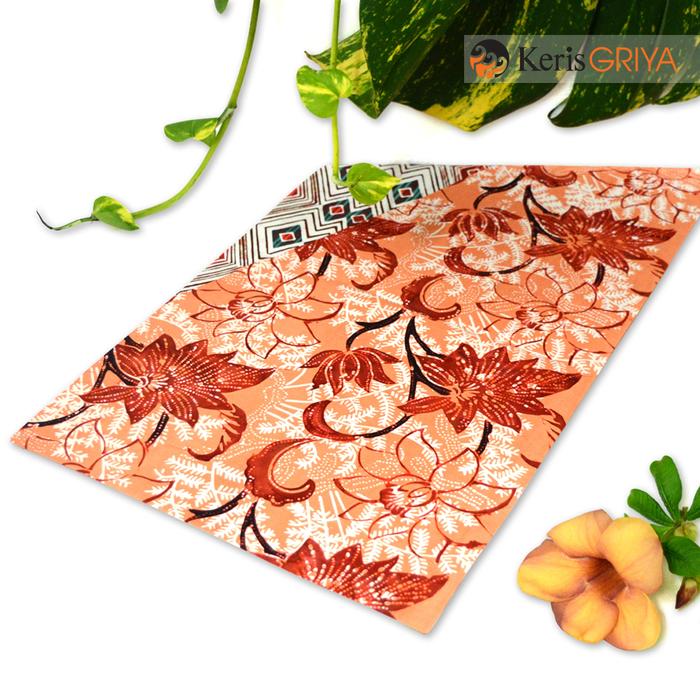 Gambar Batik Keris Loper Serong Persegi Kombinasi Katun Cap 2 Warna Orange dari BATIK KERIS OFFICIAL Kab. Sukoharjo Tokopedia
