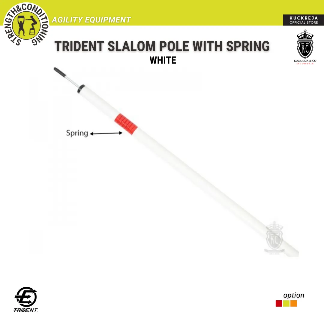 Trident Slalom Pole with Spring - White