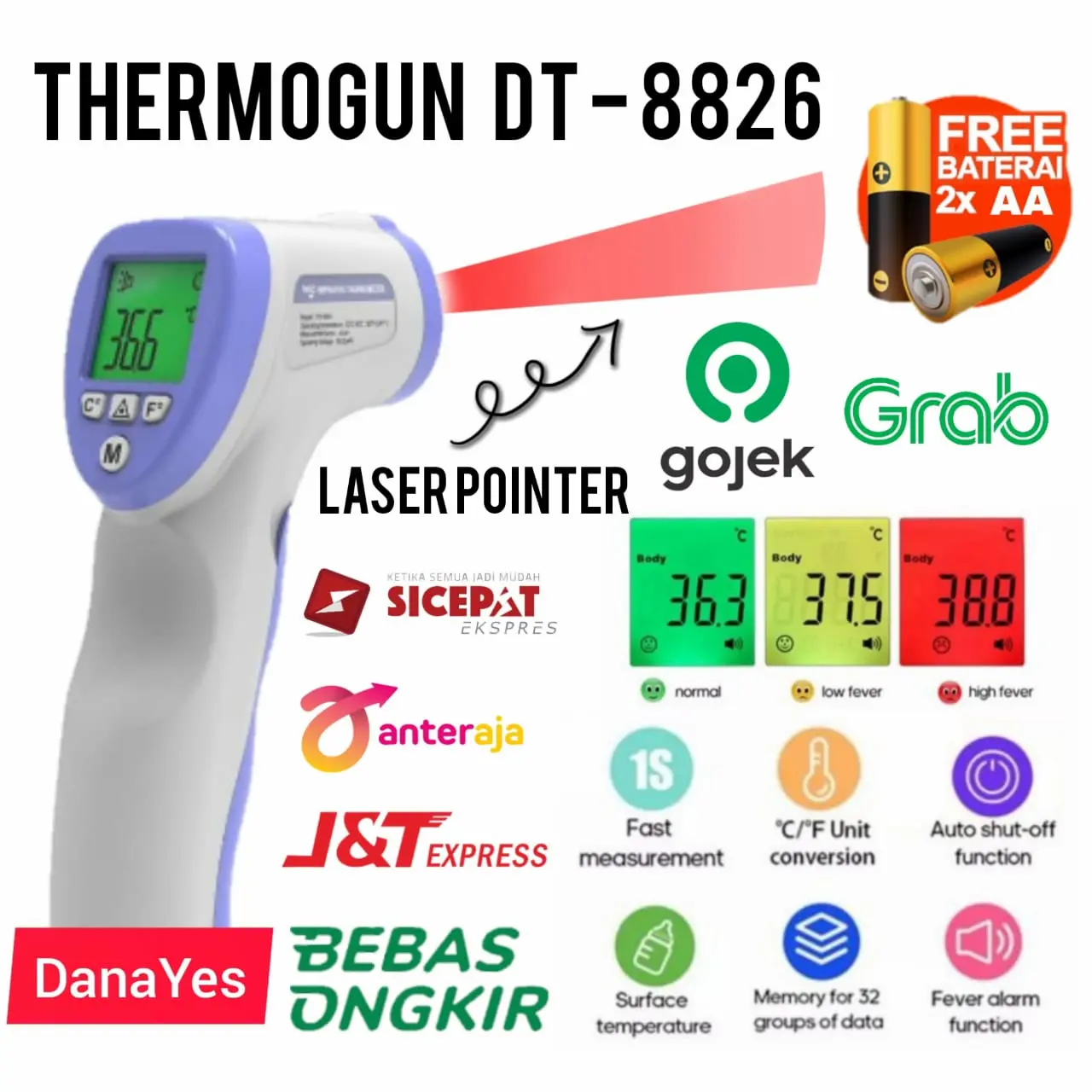 Termo Gun/ Thermogun/ Termometer Infrared Pengukur Suhu/ Termo Tembak