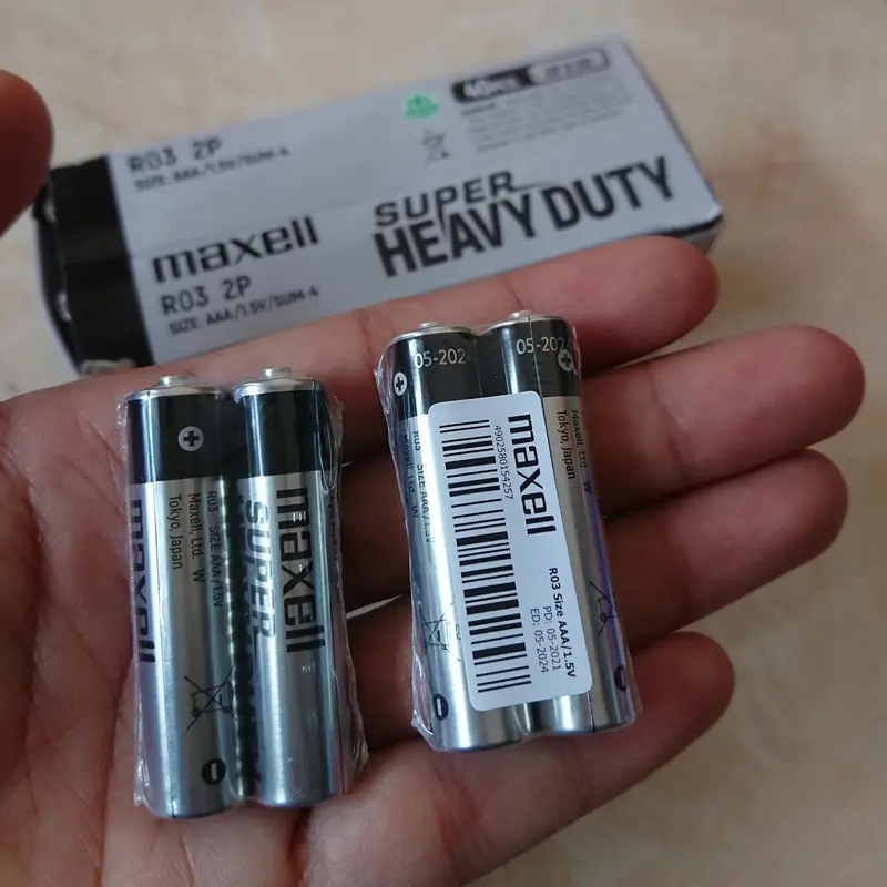 Baterai Maxell AAA Original 1.5V UM-4 R03 Batrai A3 /Batrai AAA - 2Pcs 1