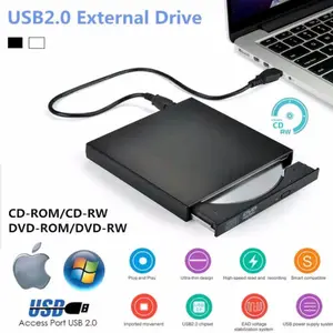 External DVD Drive Slim Portable Optical Drive Writer Burner Rewriter