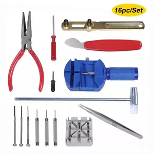 Tool Alat Servis Jam Tangan Set 16PCS/ Peralatan Obeng Pemotong Rantai